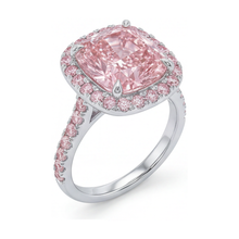 Afbeelding in Gallery-weergave laden, Roze diamanten ring 3,8 karaat kussenslijpsel
