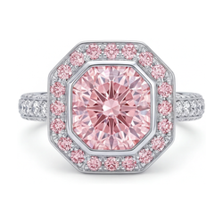 Ring met ronde roze diamant van 3,9 karaat