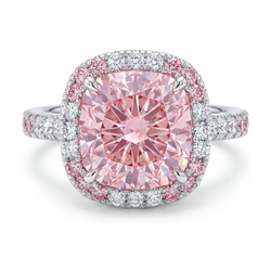Roze diamanten ring 4,5 karaat kussenslijpsel