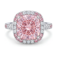 Afbeelding in Gallery-weergave laden, Roze diamanten ring 4,5 karaat kussenslijpsel
