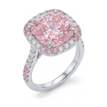 Afbeelding in Gallery-weergave laden, Roze diamanten ring 4,5 karaat kussenslijpsel
