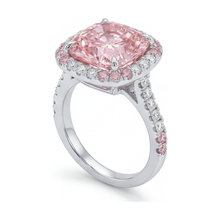 Afbeelding in Gallery-weergave laden, Roze diamanten ring 4,5 karaat kussenslijpsel
