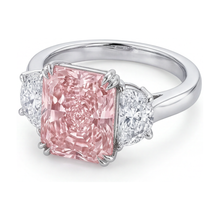 Afbeelding in Gallery-weergave laden, Roze diamanten ring 4,5 karaat radiant geslepen
