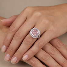 Afbeelding in Gallery-weergave laden, Roze diamanten ring 4,6 karaat radiant geslepen
