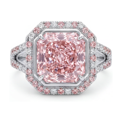 Roze diamanten ring 4,6 karaat radiant geslepen