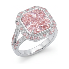 Afbeelding in Gallery-weergave laden, Roze diamanten ring 4,6 karaat radiant geslepen
