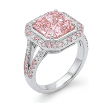 Afbeelding in Gallery-weergave laden, Roze diamanten ring 4,6 karaat radiant geslepen

