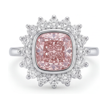 Afbeelding in Gallery-weergave laden, Roze diamanten ring van 4 karaat, kussenslijpvorm
