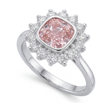 Afbeelding in Gallery-weergave laden, Roze diamanten ring van 4 karaat, kussenslijpvorm
