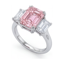 Afbeelding in Gallery-weergave laden, Smaragdgeslepen roze diamanten ring van 4 karaat
