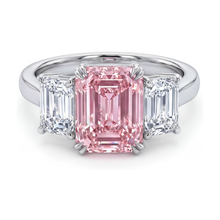 Afbeelding in Gallery-weergave laden, Smaragdgeslepen roze diamanten ring van 4 karaat
