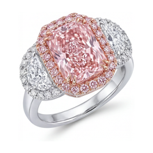 Afbeelding in Gallery-weergave laden, Roze diamanten ring 5,1 karaat radiant geslepen
