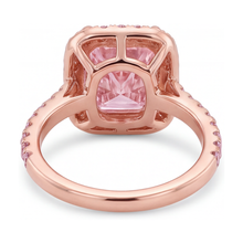 Afbeelding in Gallery-weergave laden, Roze diamanten ring 6 karaat labgekweekt radiant halo pavé 14K roségoud
