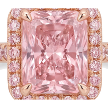 Afbeelding in Gallery-weergave laden, Roze diamanten ring 6 karaat labgekweekt radiant halo pavé 14K roségoud
