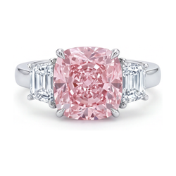 Roze diamanten trouwring 5,1 karaat kussengeslepen