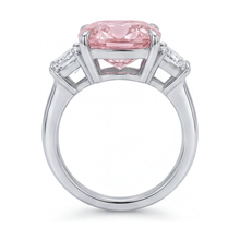 Afbeelding in Gallery-weergave laden, Roze diamanten trouwring 5,1 karaat kussengeslepen

