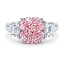 Afbeelding in Gallery-weergave laden, Roze diamanten trouwring 5,1 karaat kussengeslepen
