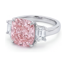 Afbeelding in Gallery-weergave laden, Roze diamanten trouwring 5,1 karaat kussengeslepen
