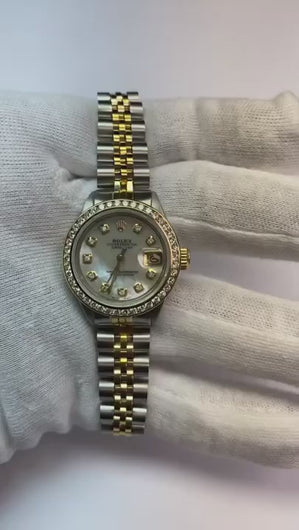 diamanten wijzerplaat en kanaalset rand Rolex