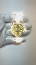Video laden en afspelen in Gallery-weergave, Champagne diamant Wijzerplaat lunette Rolex Datumjust Horloge Goud &amp; Staal SNELLE INSTELLING

