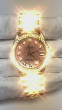 Video laden en afspelen in Gallery-weergave, Rolex Datejust Roze Parelmoer Diamanten Wijzerplaat 31 mm Tweekleurig Horloge
