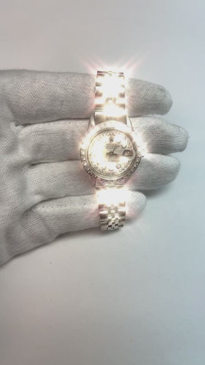 Rolex Dames Datejust Horloge Roestvrij Staal Natuurlijke Aarde Gemijnde Diamant Wijzerplaat Lunette