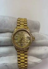 Video laden en afspelen in Gallery-weergave, Champagne diamanten wijzerplaat Rand Rolex
