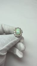 Video laden en afspelen in Gallery-weergave, Opaal en diamanten 6.75 karaat jubileumring goud 14K Nieuw
