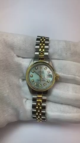 diamant wijzerplaat en gekartelde lunette Rolex