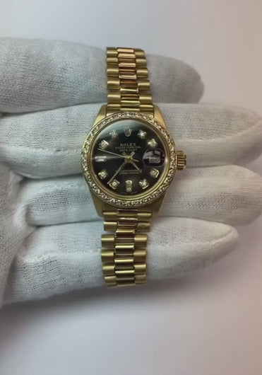 rand diamanten wijzerplaat Zwart  Rolex