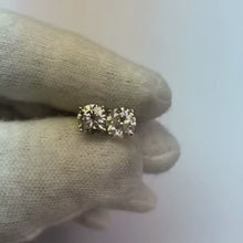 Video laden en afspelen in Gallery-weergave, Diamanten oorknopjes fijne sieraden 2.20 karaat 14K witgoud
