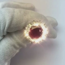 Video laden en afspelen in Gallery-weergave, Ronde en peer geslepen diamanten met robijn ring 17,75 ct witgoud 14K
