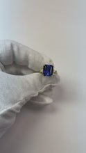 Video laden en afspelen in Gallery-weergave, Eagle Claws IGI GECERTIFICEERDE Diamanten Ring Prong Gezet Radiant Blauwe Saffier 7 Ct Goud 14K
