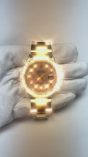 Video laden en afspelen in Gallery-weergave, Roze parelmoer Natuurlijke echte diamant ( niet in het laboratorium gekweekt )en wijzerplaat 36 mm Rolex Datejust Two Tone horloge Oyster armband
