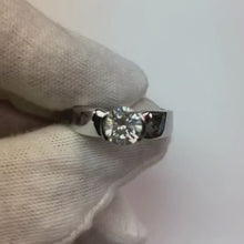 Video laden en afspelen in Gallery-weergave, Solitaire diamanten ring met halve omlijsting 1,50 karaat witgoud voor heren
