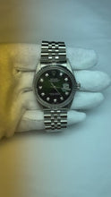 Video laden en afspelen in Gallery-weergave, Rolex Datejust 36 mm Groen Diamant Wijzerplaat Roestvrijstalen Horloge
