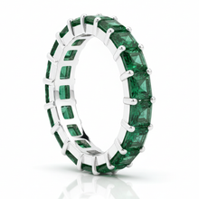 Afbeelding in Gallery-weergave laden, Smaragdring 1,16 karaat echte prinsesgeslepen volledige alliancering 18k witgoud
