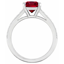 Afbeelding in Gallery-weergave laden, prinses geslepen 3 karaat robijn met Natuurlijke echte diamanten ( niet in een laboratorium gekweekt ) trouwring wit goud
