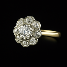Afbeelding in Gallery-weergave laden, Halo Oude Mijn Geslepen Echt Diamanten Ring Tweekleurige Bloemstijl Sieraden 3 Karaat
