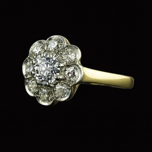 Afbeelding in Gallery-weergave laden, Halo Oude Mijn Geslepen Echt Diamanten Ring Tweekleurige Bloemstijl Sieraden 3 Karaat
