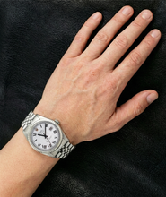 Afbeelding in Gallery-weergave laden, roestvrij staal jubileumarmband Rolex Datumjust herenhorloge witte Romeinse wijzerplaat snel ingesteld
