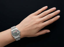 Afbeelding in Gallery-weergave laden, roestvrij staal jubileumarmband Rolex diamanten lunette grijze Romeinse wijzerplaat snel ingesteld
