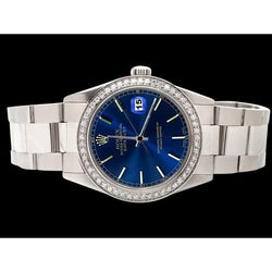roestvrij staal Datumjust Horloge diamanten rand Rolex blauw Stok wijzerplaat snel ingesteld