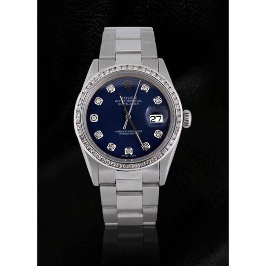 roestvrij staal Oester Armband Rolex Datumjust Herenhorloge Blauwe Diamant Wijzerplaat Lunette SNELLE INSTELLING
