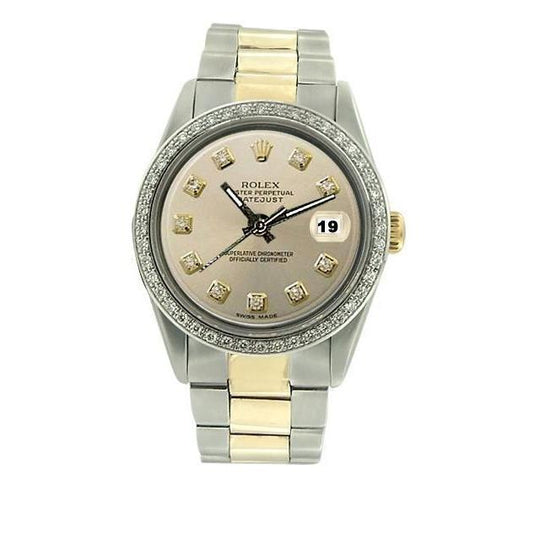roestvrij staal & gouden armband Oester Rolex diamanten wijzerplaat lunette herenhorloge
