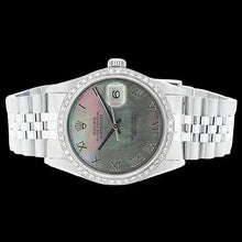 Afbeelding in Gallery-weergave laden, roestvrij staal jubileumarmband Rolex diamanten lunette grijze Romeinse wijzerplaat snel ingesteld
