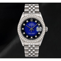 Rolex 1601 Datejust 36mm Blauwe Diamanten Wijzerplaat Roestvrij Staal Horloge