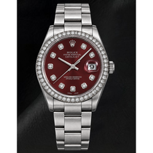 Afbeelding in Gallery-weergave laden, Rolex 16200 Datejust 36mm Horloge van Roestvrij Staal met Rode Diamanten Wijzerplaat
