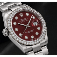 Afbeelding in Gallery-weergave laden, Rolex 16200 Datejust 36mm Horloge van Roestvrij Staal met Rode Diamanten Wijzerplaat
