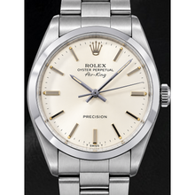 Afbeelding in Gallery-weergave laden, Rolex Air-King 5500 34mm Zilveren Wijzerplaat met Streepindexen Roestvrij Staal Horloge
